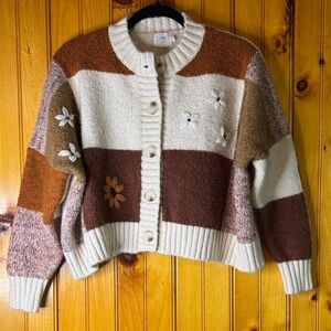 Luna Ivy Women's Cozy Striped and Floral Cardigan